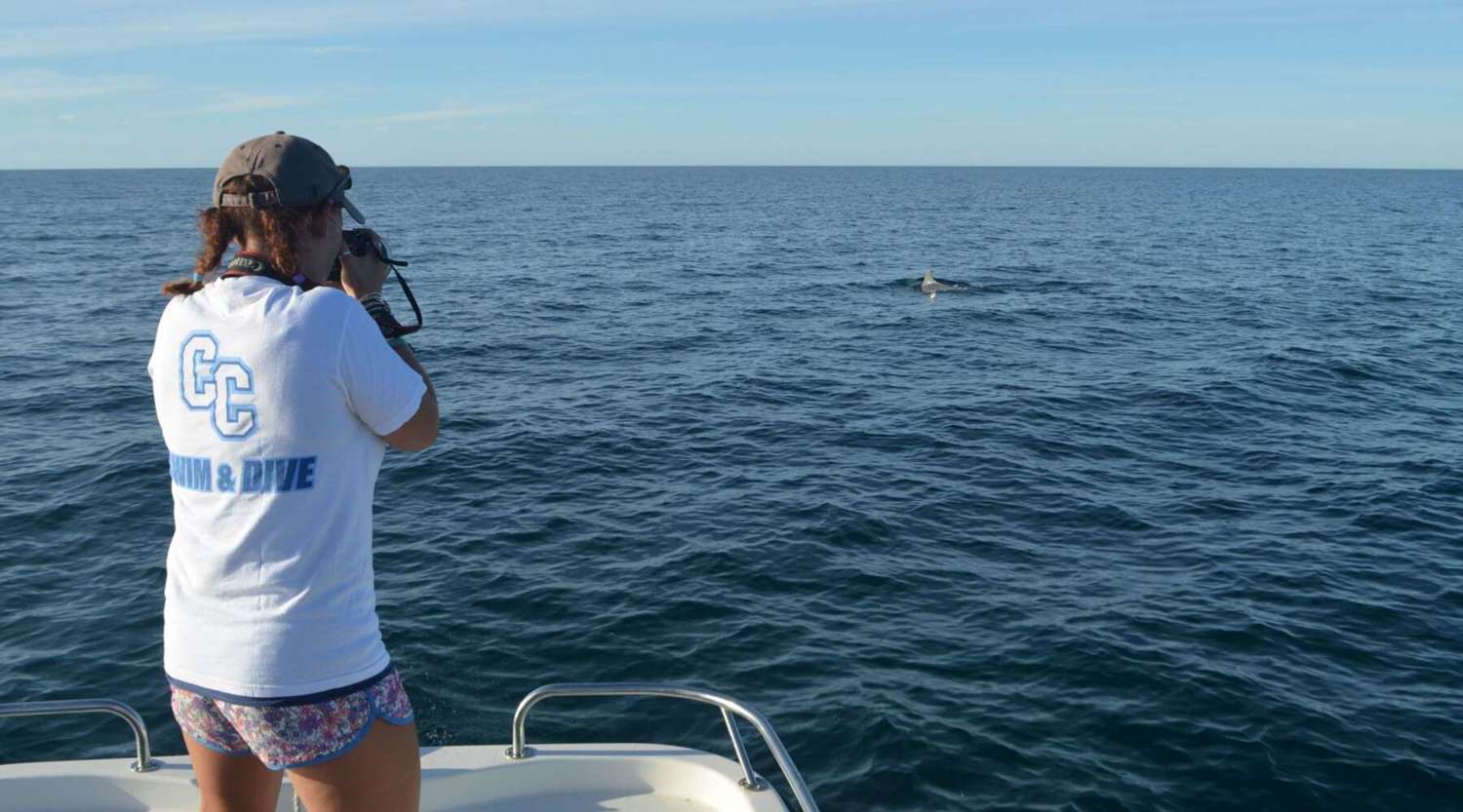 Alexis Levengood photographing an Australian Snubfin Dolphin