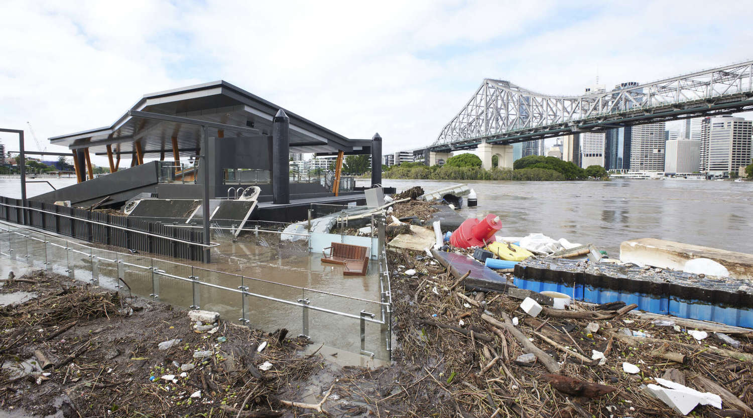 Brisbane river clean up after 2022 floods.