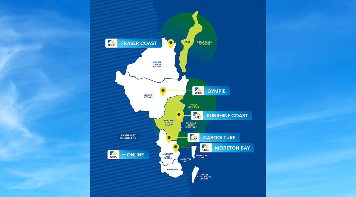 Biospheres and UniSC campuses map