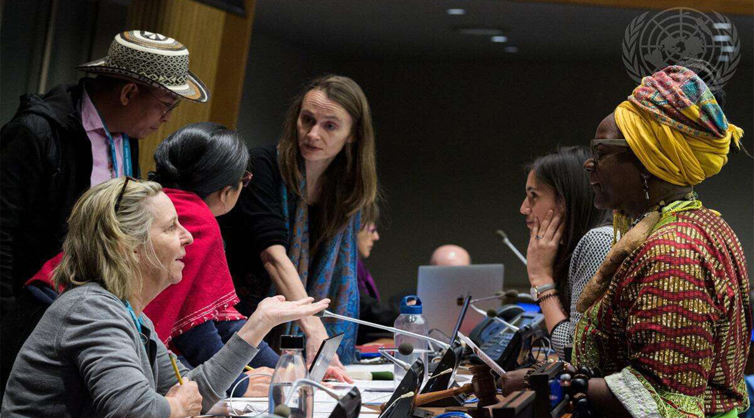 Participants from Indigenous communities around the world engaged in dialogue about human rights at the Permanent Forum on Indigenous Issues (UNPFII).